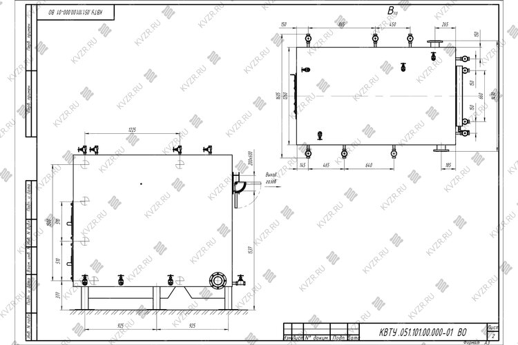 Котел 600 кВт на угле дровах с водяными колосниками чертеж