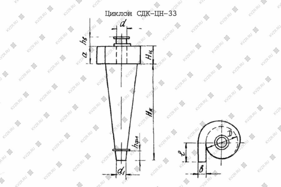 Чертеж циклона СДК ЦН 33