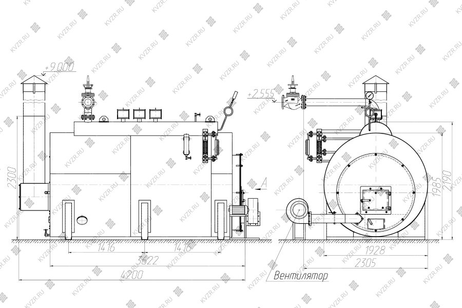 Чертеж парового котла на твердом топливе